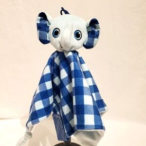 Booginhead Blue Checkered Elephant Lovey Teether Knotted‎